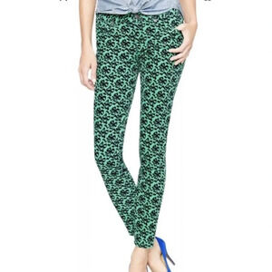 J.Crew Toothpick Cord in Ribbon Bow Print Green Pants